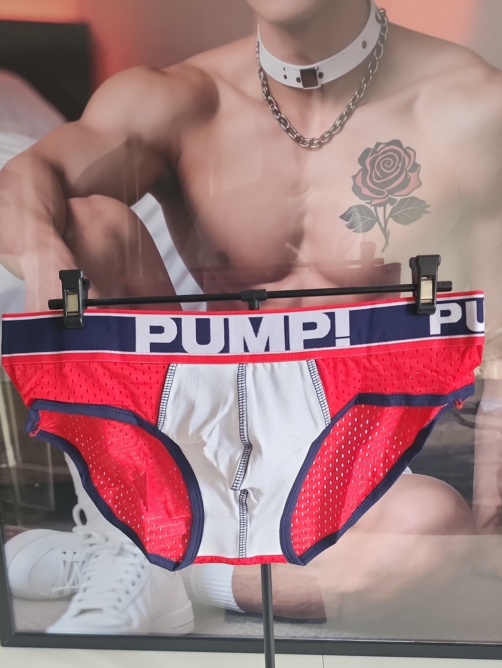 PUMP! Red & White Men's Sport Briefs with Supportive Fit Size M